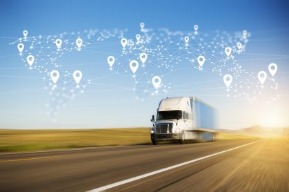 Truck driving with map graphics